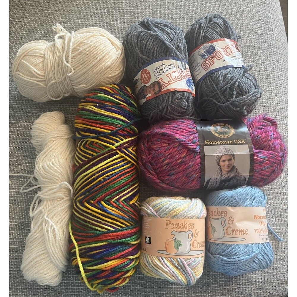 Lion Brand Peaches & Crème Sporty Mixed Multicolor Cotton Worsted Yarn Skein